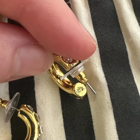 Lele Sadoughi Crystal Chunky Pave Huggie Hoop Earrings - Picture 3 of 11